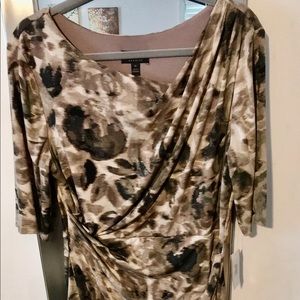 NWT Connected Apparel Dress size 14 neutral abstract print